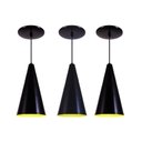 Ver imagem 1 de Kit 3 Luminaria Pendente Lustre Aluminio Cone Preto