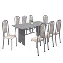 Ver imagem 2 de Conjunto de Mesa 180x75cm Tampo Granito com 8 Cadeiras Lavínea Cinza/Martelado Pérola/Ocre/Botanic Bege
