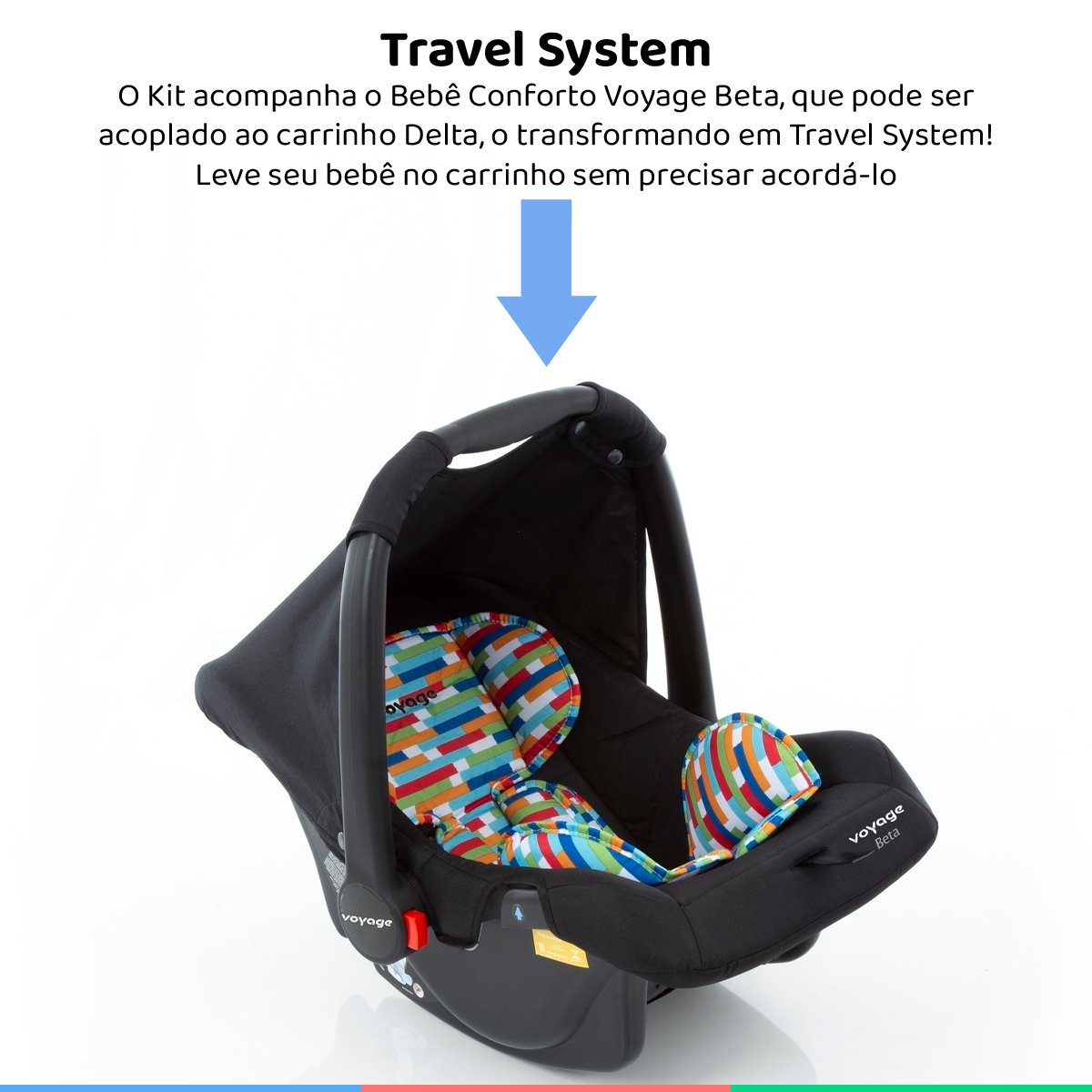 Carrinho de Bebê Passeio Travel System 3 rodas 0 a 15Kg e Bebe Conforto Delta Colorê Duo Pro - 8