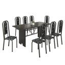 Ver imagem 2 de Conjunto de Mesa 180x75cm Tampo Ardósia com 8 Cadeiras Lavínea Preto/Martelado Prata/Floral