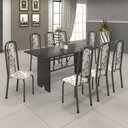 Ver imagem 1 de Conjunto de Mesa 180x75cm Tampo Ardósia com 8 Cadeiras Lavínea Preto/Martelado Prata/Arabesco