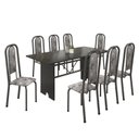 Ver imagem 2 de Conjunto de Mesa 180x75cm Tampo Ardósia com 8 Cadeiras Lavínea Preto/Martelado Prata/Paraopeba