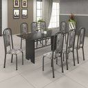 Ver imagem 1 de Conjunto de Mesa 180x75cm Tampo Ardósia com 8 Cadeiras Lavínea Preto/Martelado Prata/Paraopeba