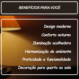Abajur Moderno Decoração Quarto Sala Luminária Lâmpada Black Preto - 7