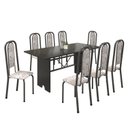 Ver imagem 2 de Conjunto de Mesa 180x75cm Tampo Ardósia com 8 Cadeiras Lavínea Preto/Martelado Prata/Botanic Bege