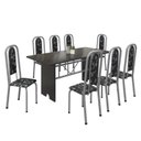 Ver imagem 2 de Conjunto de Mesa 180x75cm Tampo Ardósia com 8 Cadeiras Lavínea Preto/Martelado Pérola/Floral