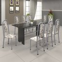 Ver imagem 1 de Conjunto de Mesa 180x75cm Tampo Ardósia com 8 Cadeiras Lavínea Preto/Martelado Pérola/Arabesco