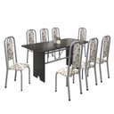 Ver imagem 2 de Conjunto de Mesa 180x75cm Tampo Ardósia com 8 Cadeiras Lavínea Preto/Martelado Pérola/Arabesco