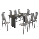 Ver imagem 2 de Conjunto de Mesa 180x75cm Tampo Ardósia com 8 Cadeiras Lavínea Preto/Martelado Pérola/Paraopeba