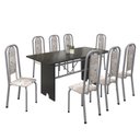 Ver imagem 2 de Conjunto de Mesa 180x75cm Tampo Ardósia com 8 Cadeiras Lavínea Preto/Martelado Pérola/Botanic Bege