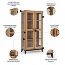 Ver imagem 3 de Cristaleira Portas de Vidro 84cm Storage Carvalho/Preto Z25 - Mpozenato