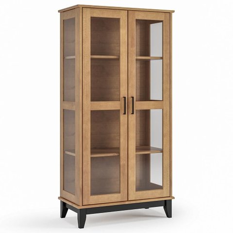 Cristaleira Portas de Vidro 84cm Storage Carvalho/Preto Z25 - Mpozenato