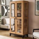 Ver imagem 2 de Cristaleira Portas de Vidro 84cm Storage Carvalho/Preto Z25 - Mpozenato