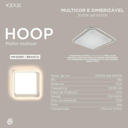 Plafon Moderno Led Branco Multicolor com Controle Dimmer 72w - 3