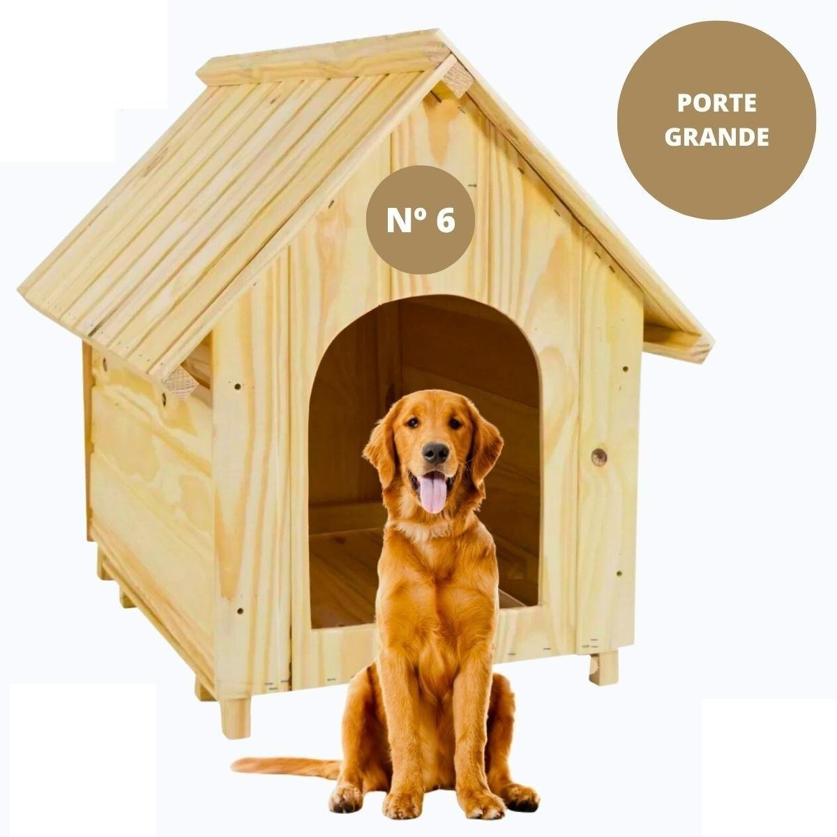 Casinha de Cachorro De Madeira Sem Pintura Simples Gigante n6 - 2