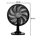Ver imagem 2 de Ventilador de Mesa 40 Cm Turbo 10 Pás 150w Oscilante 3 Velocidades Preto Ventisol