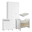 Ver imagem 1 de Quarto de Bebê 3 Portas Ternura Baby com Berço Mirelle Branco Brilho com Colchão Gazin - Incorplac