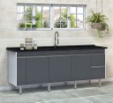 Ver imagem 3 de Gabinete Cozinha Mdp 1,94m Elegance com 5 Pés Pré-montado:cinza