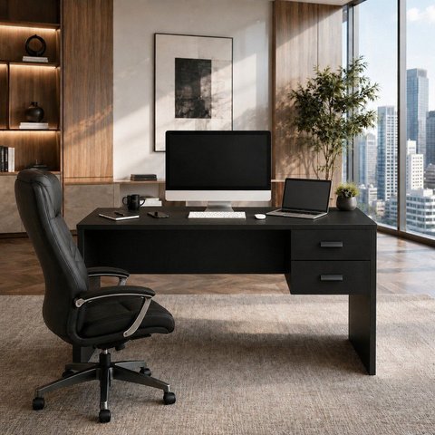 Mesa Escrivaninha para Escritório 2 Gavetas Home Office Gamer Quarto Londres