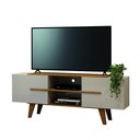 Ver imagem 4 de Rack Bancada para TV até 65" Sala de Estar Vila 2 Portas 1 Prateleira Cinamomo Off White Madetec