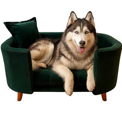 Sofá Caminha Grande Porte Pet Luxo em Sued Premium: Verde Musgo