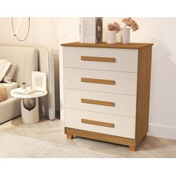 Cômoda de Qualidade com 4 Gavetas100%mdf Suíça:nature Off White - 2