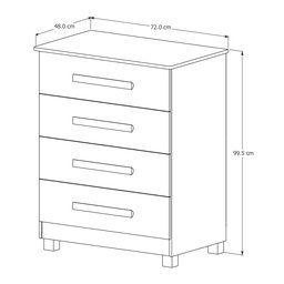 Cômoda de Qualidade com 4 Gavetas100%mdf Suíça:nature Off White - 4