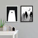 Ver imagem 2 de Kit 2 Quadros Urso Escandinavo 45x34cm - com vidro:Madeira branca