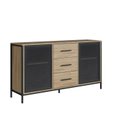 Ver imagem 2 de Balcão Buffet 150cm com 2 Portas de Vidro e 3 Gavetas Duo Marrom/Oak/Preto