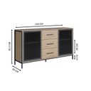 Ver imagem 3 de Balcão Buffet 150cm com 2 Portas de Vidro e 3 Gavetas Duo Marrom/Oak/Preto