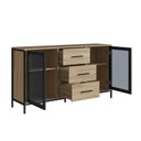 Ver imagem 5 de Balcão Buffet 150cm com 2 Portas de Vidro e 3 Gavetas Duo Marrom/Oak/Preto