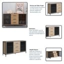 Ver imagem 6 de Balcão Buffet 150cm com 2 Portas de Vidro e 3 Gavetas Duo Marrom/Oak/Preto