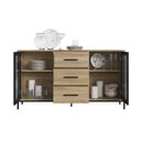 Ver imagem 4 de Balcão Buffet 150cm com 2 Portas de Vidro e 3 Gavetas Duo Marrom/Oak/Preto