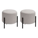 Ver imagem 1 de Kit com 2 Puffs Luxor Redondos em Linho Pés de Ferro Design Minimalista Sala Moderna Premium - Cinza