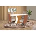 Ver imagem 1 de Conjunto: Mesa Sala Jantar Luiza Sc15 Tampo Madeirado C/ Vidro Canto Curvo 160x90cm e 4 Cadeiras