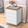 Mesa De Cabeceira Deco Móveis 4 Gavetas Top branco/amêndoa - 5