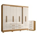 Ver imagem 1 de Guarda Roupa Casal San Lorenzo e Cômoda Ms913 Freijó Off White – Moval