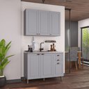 Ver imagem 1 de Cozinha Modulada 2 Peças Balcão sem Tampo e Armário Aéreo 100% MDF Bari Cinza/Titanio Fosco