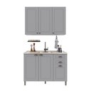 Ver imagem 2 de Cozinha Modulada 2 Peças Balcão sem Tampo e Armário Aéreo 100% MDF Bari Cinza/Titanio Fosco