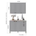 Ver imagem 3 de Cozinha Modulada 2 Peças Balcão sem Tampo e Armário Aéreo 100% MDF Bari Cinza/Titanio Fosco