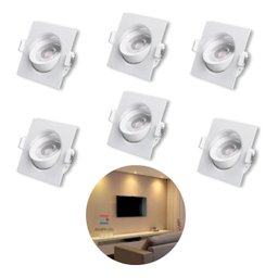 - 6 Spots Quadrado 7w Embutir Sanca Direcionavel Mr11 Dicroica - 1