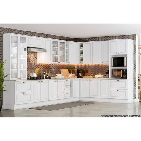 Balcão de Cozinha Americana 2 Portas C/tampo Cooktop 80cm Branco - Henn