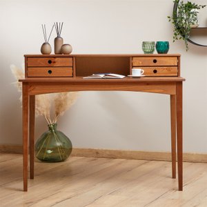 Mesa Escrivaninha Retro Madeira 4 Gavetas 1 Nicho Milano