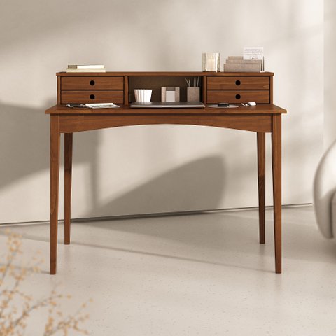 Mesa Escrivaninha Retro Madeira 4 Gavetas 1 Nicho Milano Idimex