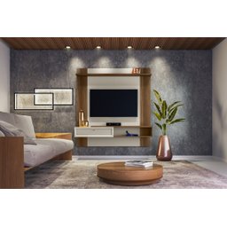 Painel para TV com Prateleiras Gireffe Freijó Off White - 3