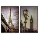 Ver imagem 2 de kit com 2 Quadros Decorativos Cidades com Moldura e Vidro para Sala Quarto Escritório e Clínica 82x1