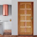 Ver imagem 1 de Kit Porta de Madeira 210x82cm Batente 11cm Fechadura Golf Rodam Abertura Esquerda Marrom/Pinus