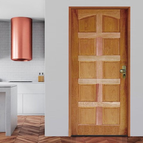 Kit Porta de Madeira 210x82cm Batente 11cm Fechadura Golf Rodam Abertura Esquerda Marrom/Pinus