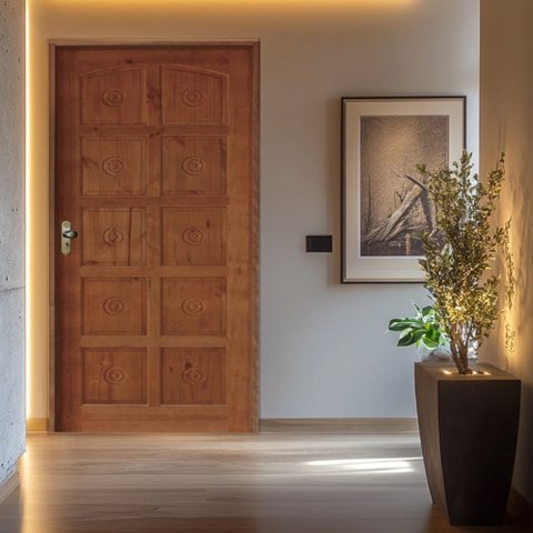 Kit Porta de Madeira 210x82cm Batente 11cm Fechadura Golf Rodam Abertura Direita