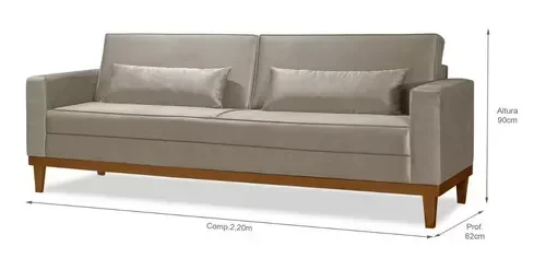 Ver imagem 6 de Sofá Living 3 e 2 Lugares Valência - 2,20/1,58mts + 02 Poltronas C/ Base Madeira de Reflorestamento 